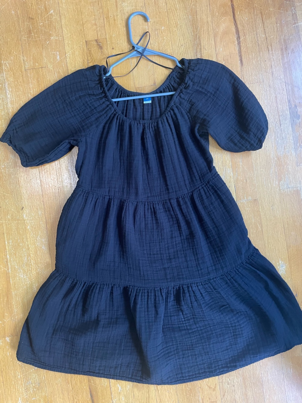 Old Navy Black Tiered Puff-Sleeve Dress